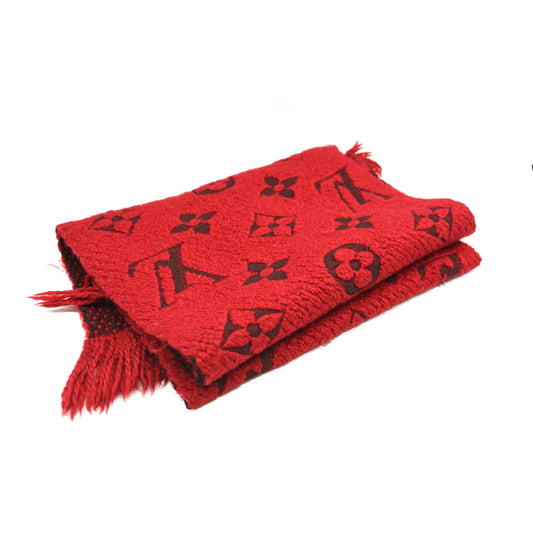 Louis Vuitton Red Logomania Wool Scarf