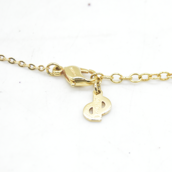 $400 Christian Dior Vintage CD Plaque Pendant Necklace Gold Plated