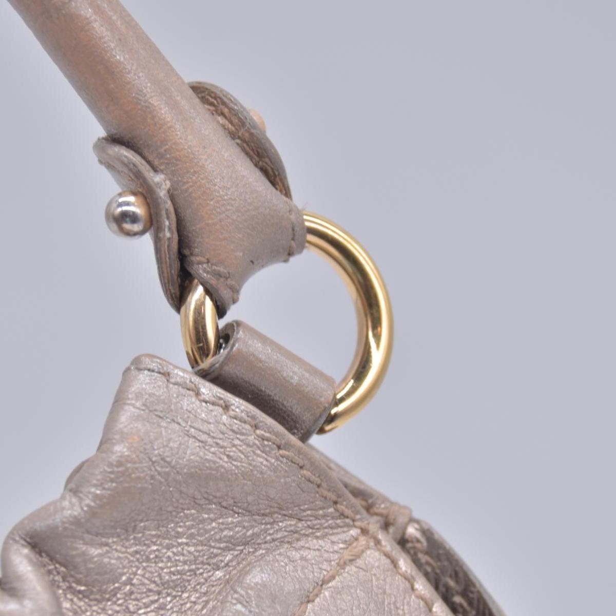 $950 Salvatore Ferragamo Vara Leather Hand Bag Gold 10021032