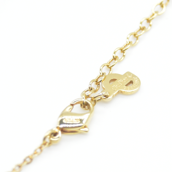 $400 Christian Dior Vintage CD Plaque Pendant Necklace Gold Plated