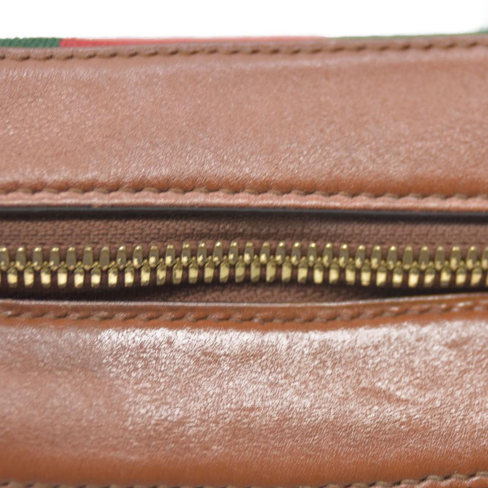 AUCTION $1450 Gucci  Vintage Canvas Web Shoulder Bag Sand Cuir