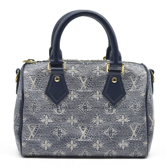 $2710 Louis Vuitton  Monoglam Speedy Bandouliere 20 Blue no strap