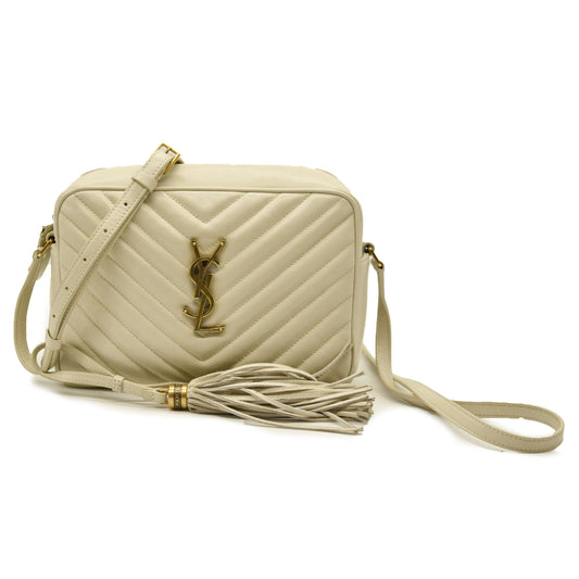 Saint Laurent  Calfskin Matelasse Monogram Lou Camera Bag Crema Soft