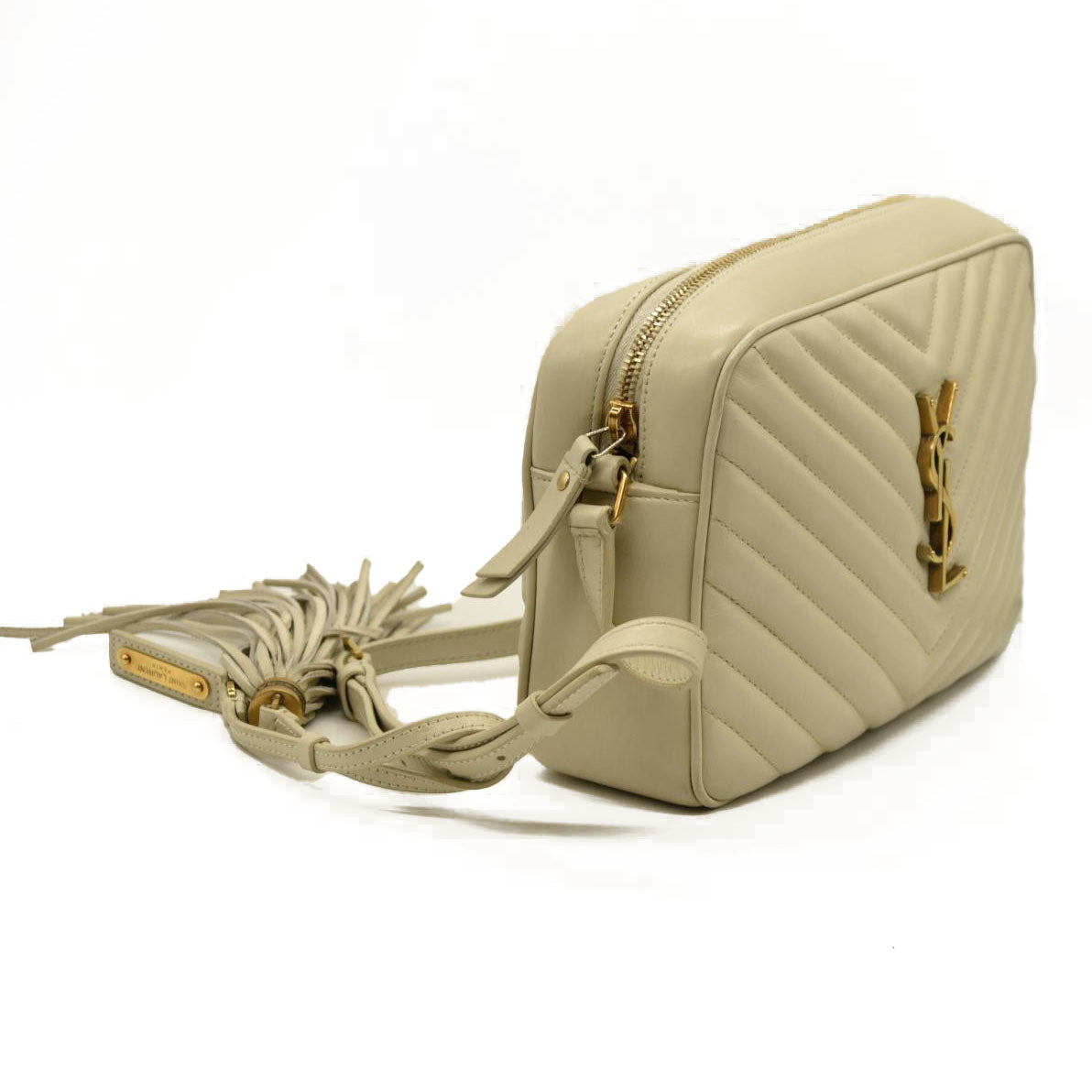 Saint Laurent  Calfskin Matelasse Monogram Lou Camera Bag Crema Soft