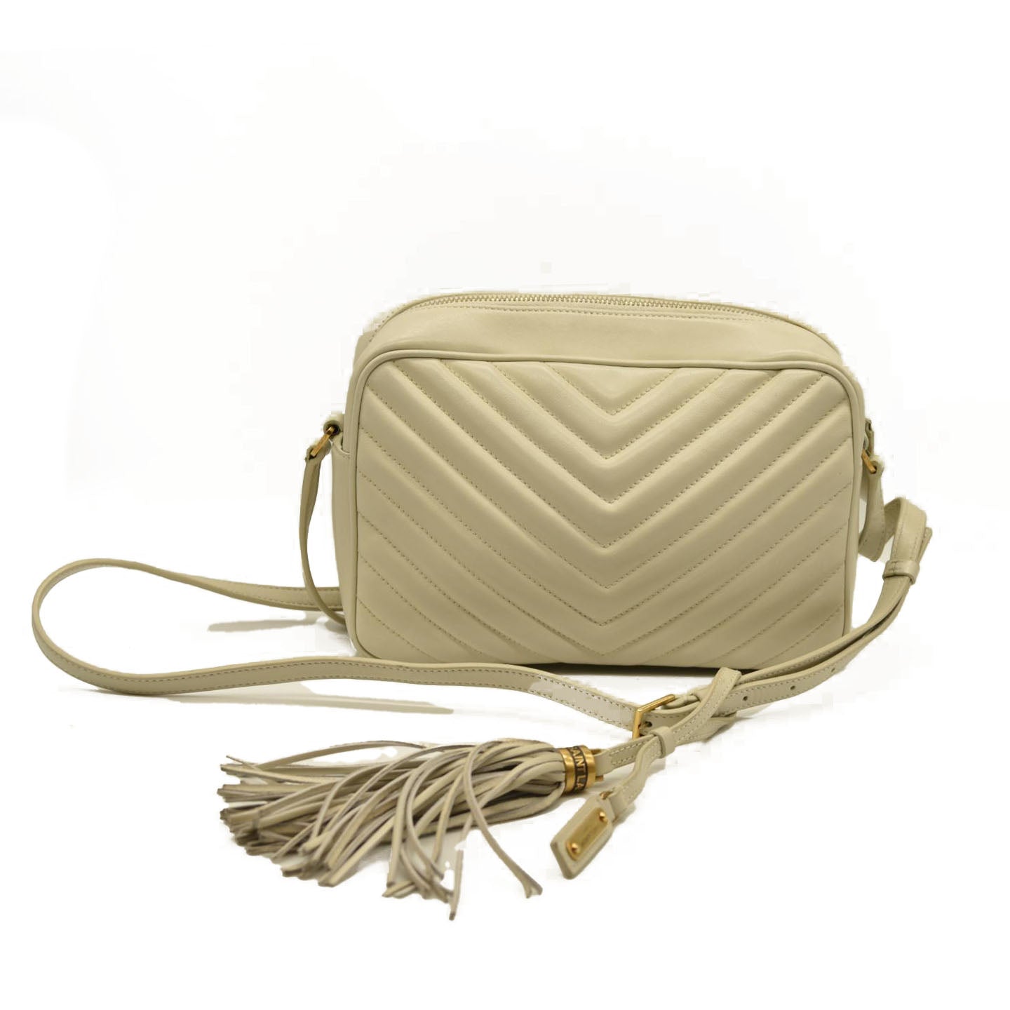 Saint Laurent  Calfskin Matelasse Monogram Lou Camera Bag Crema Soft