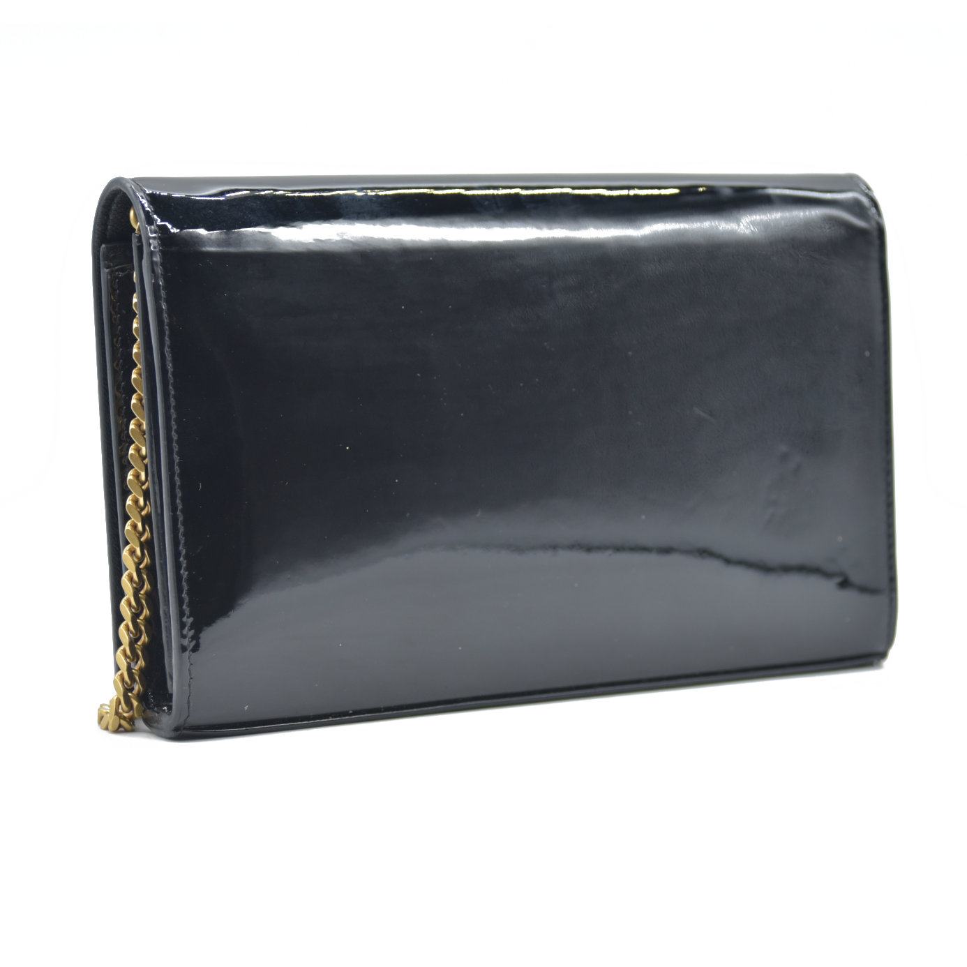 $1650 2018 Saint Laurent Black Kate Patent Wallet on a Chain WOC Crossbody