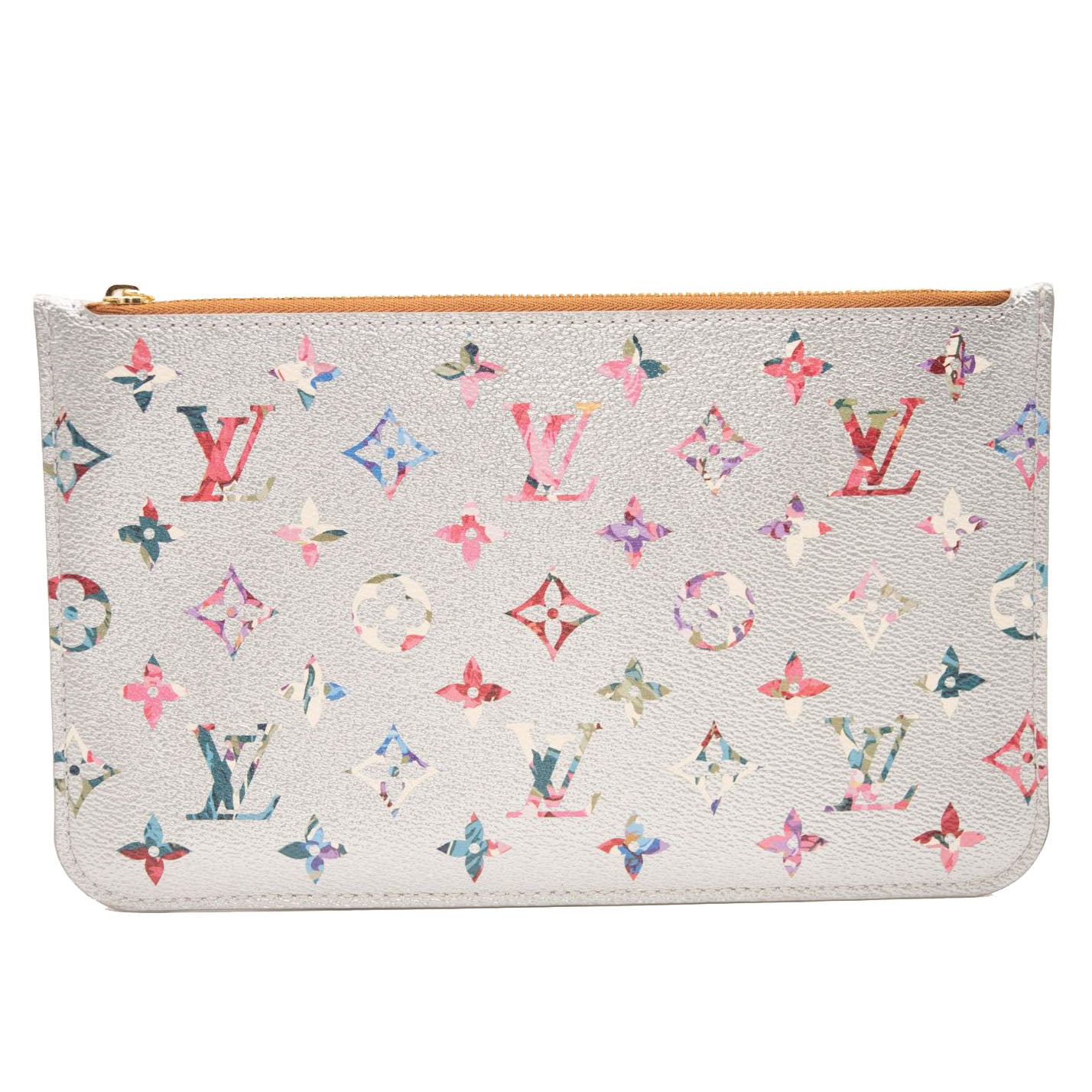 LOUIS VUITTON Metallic Monogram LV Garden Neverfull MM Silver