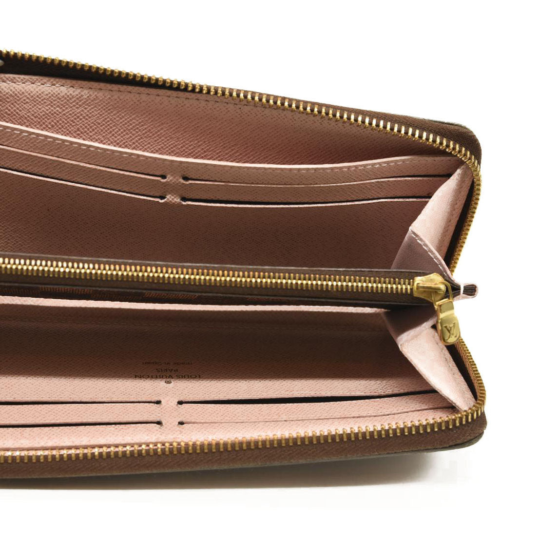 LOUIS VUITTON Damier Ebene Clemence Wallet Rose Ballerine