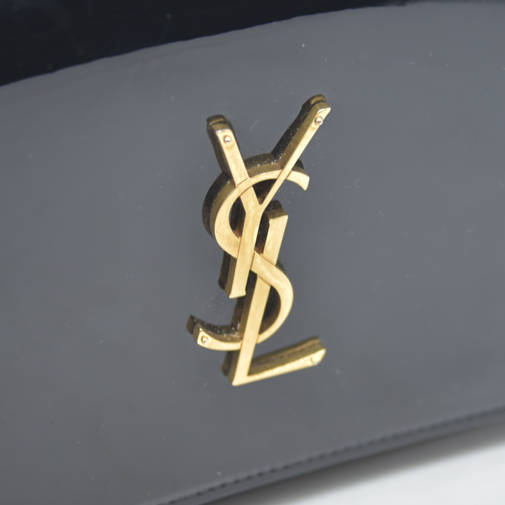 $1650 2018 Saint Laurent Black Kate Patent Wallet on a Chain WOC Crossbody
