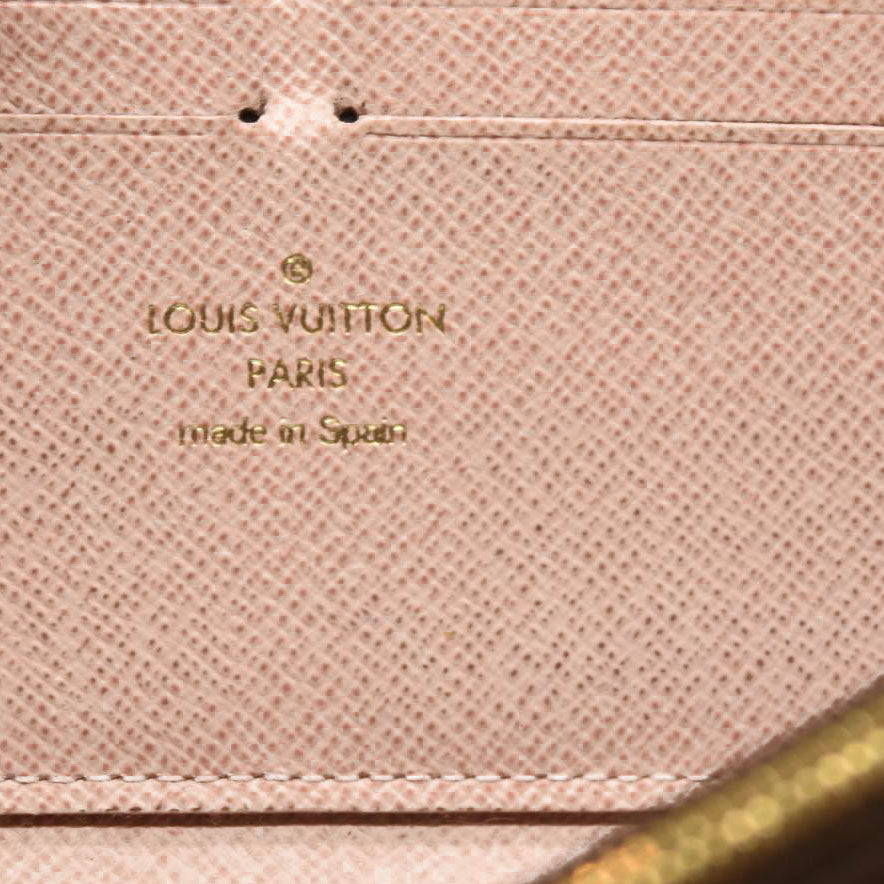 LOUIS VUITTON Damier Ebene Clemence Wallet Rose Ballerine