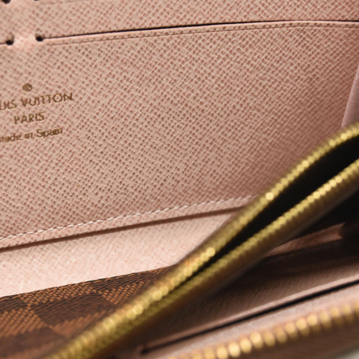 LOUIS VUITTON Damier Ebene Clemence Wallet Rose Ballerine