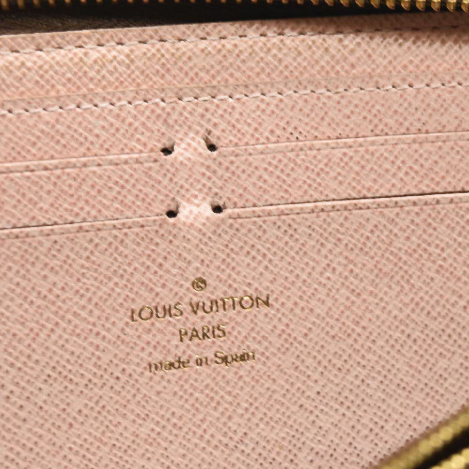 LOUIS VUITTON Damier Ebene Clemence Wallet Rose Ballerine