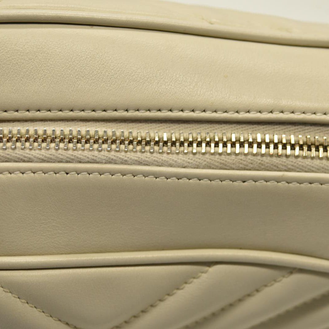 Saint Laurent  Calfskin Matelasse Monogram Lou Camera Bag Crema Soft