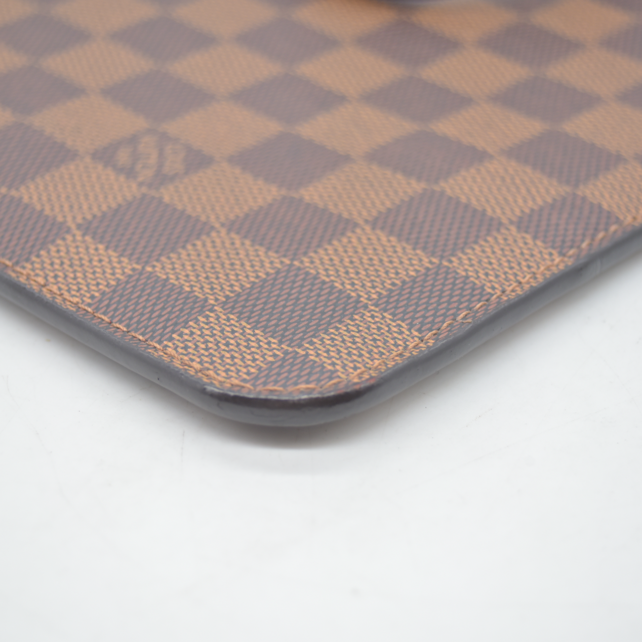 $600 2017 Louis Vuitton Damier Ebene Neverfull MM Pochette Cherry Red Interior GI3187