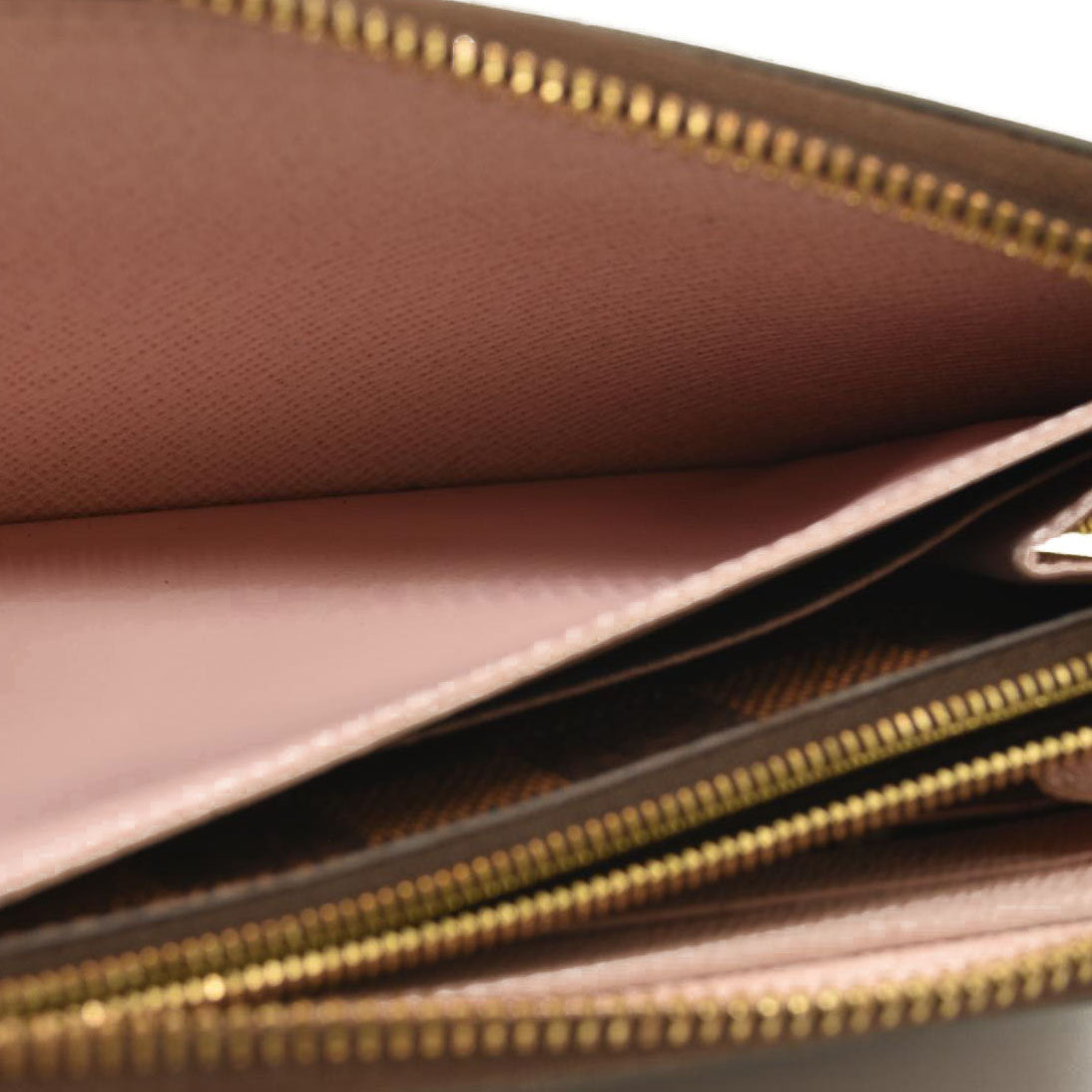 LOUIS VUITTON Damier Ebene Clemence Wallet Rose Ballerine