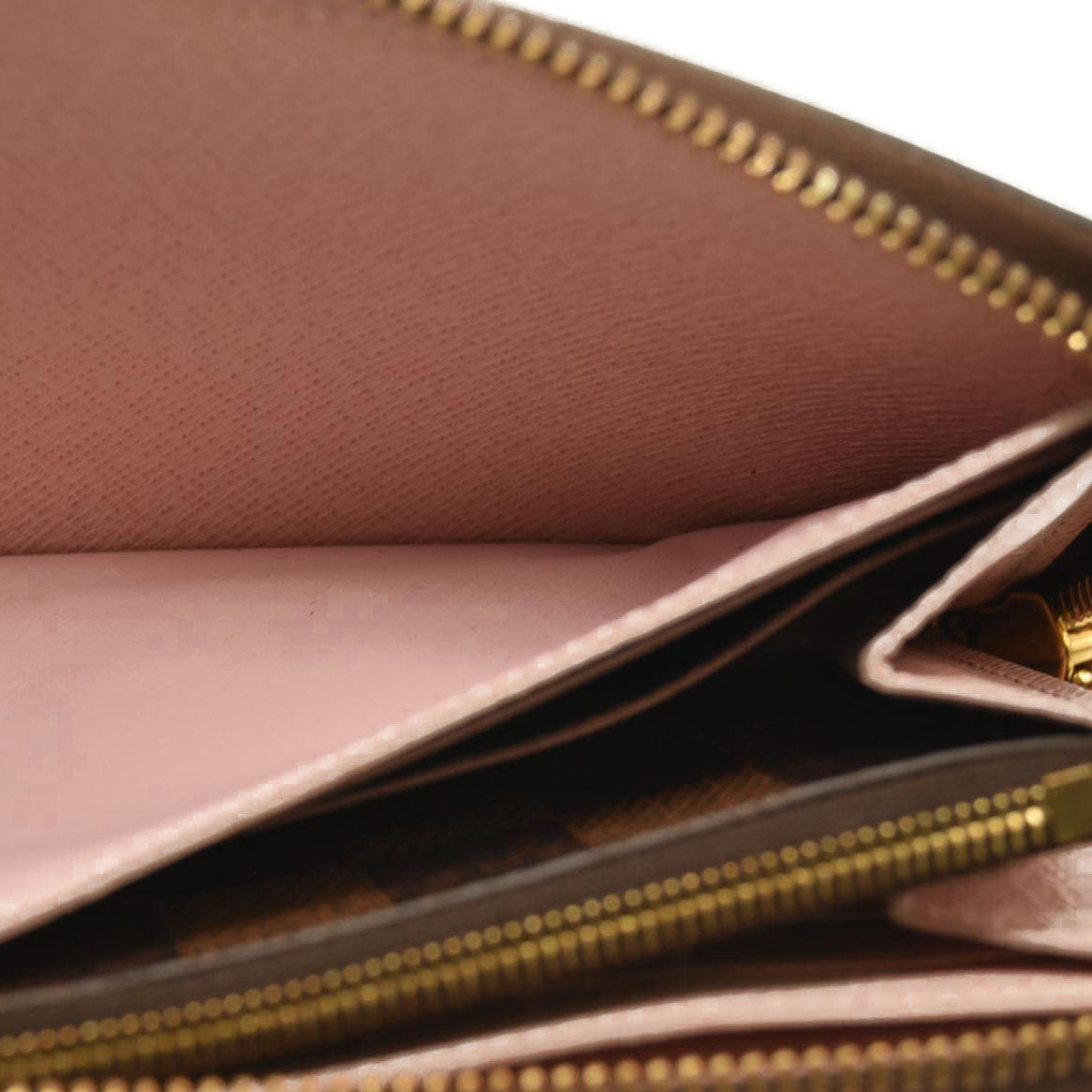 LOUIS VUITTON Damier Ebene Clemence Wallet Rose Ballerine