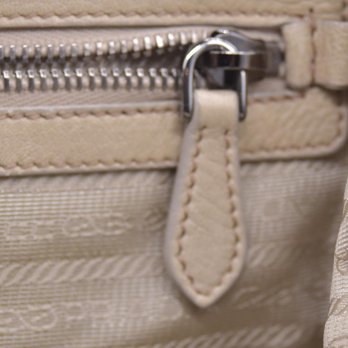 $800 PRADA Logo Plate Nylon Hand Bag Ivory 10021023