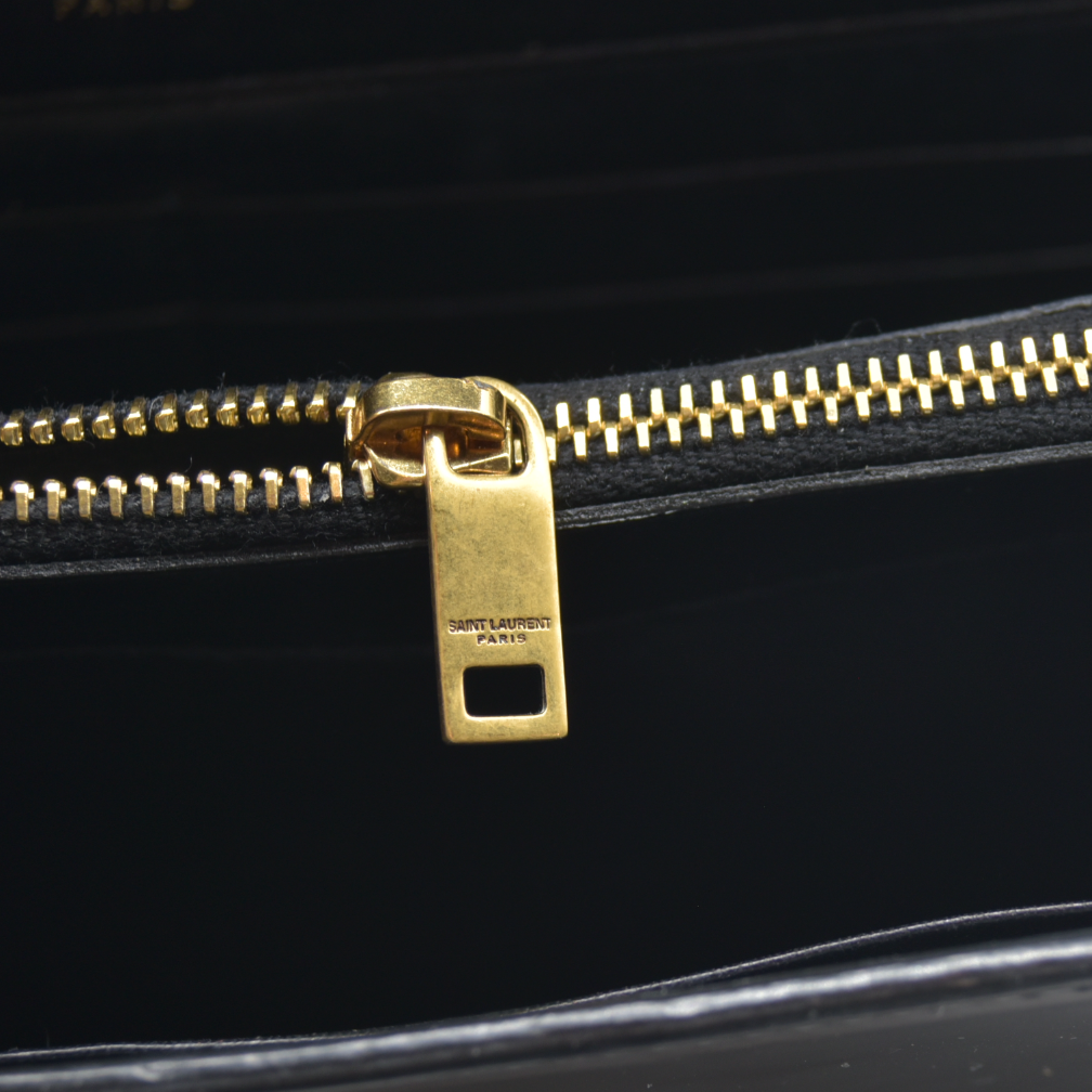 $1650 2018 Saint Laurent Black Kate Patent Wallet on a Chain WOC Crossbody