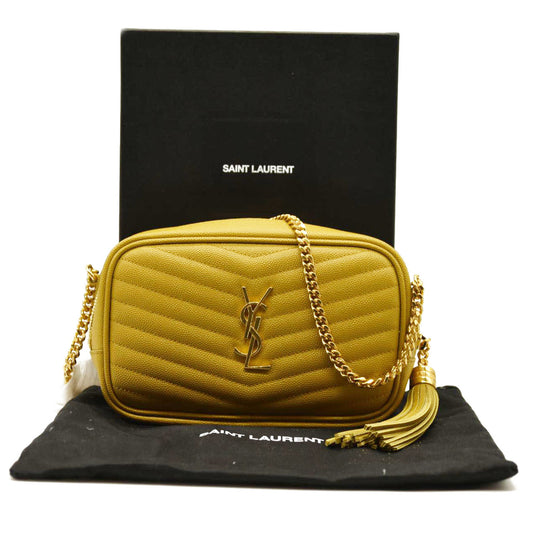 Saint Laurent  Grain De Poudre Matelasse Monogram Mini Lou Camera Bag Sunflower