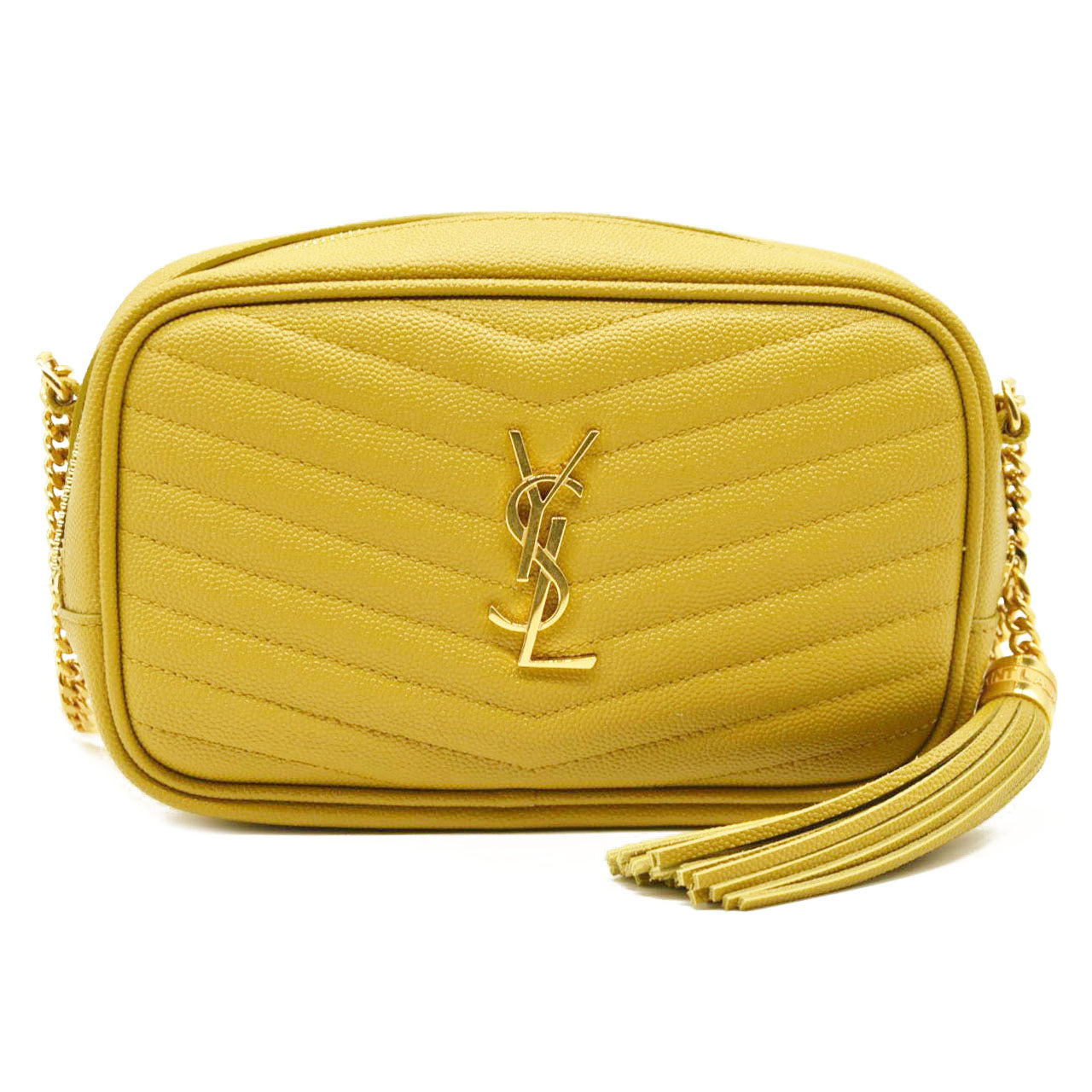Saint Laurent  Grain De Poudre Matelasse Monogram Mini Lou Camera Bag Sunflower