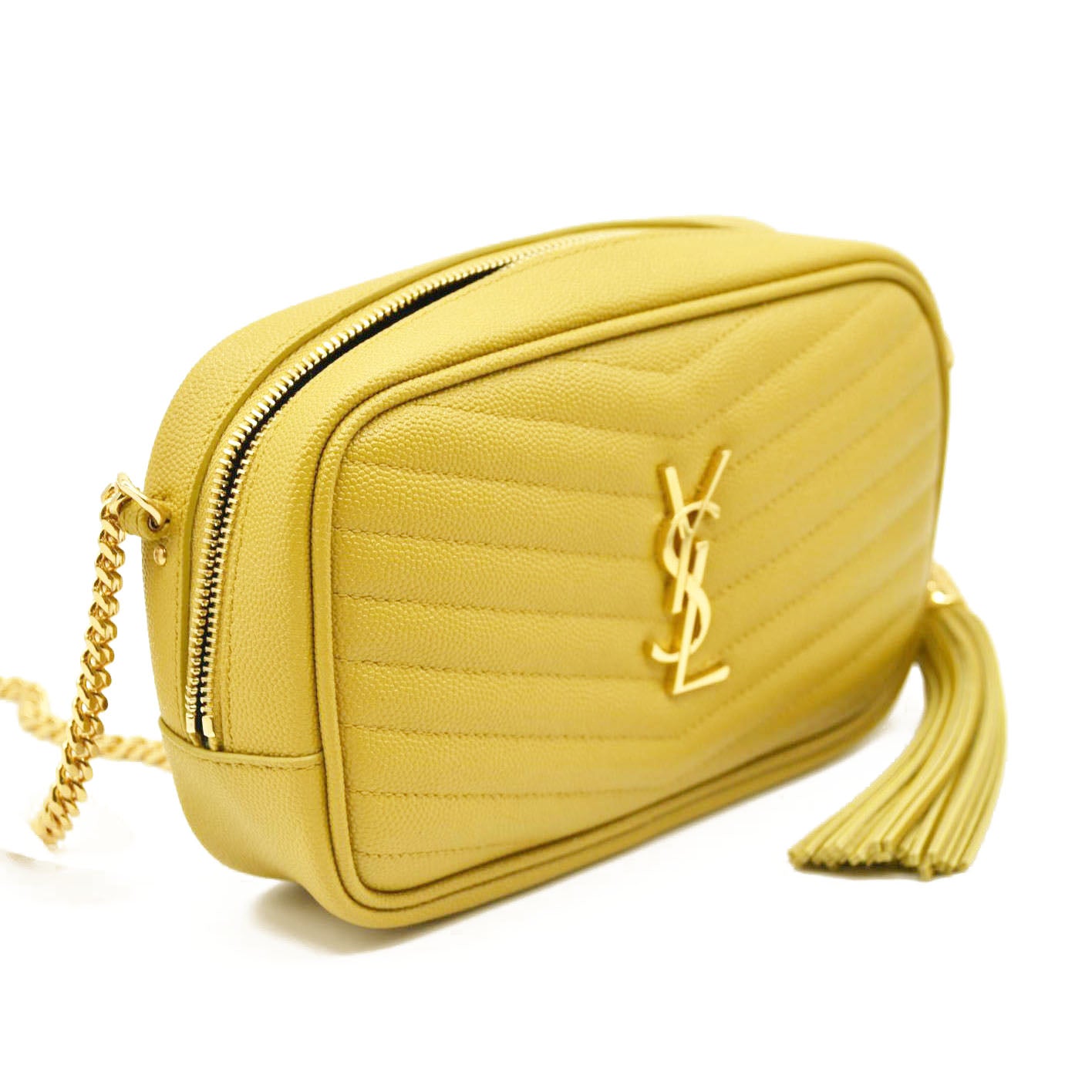 Saint Laurent  Grain De Poudre Matelasse Monogram Mini Lou Camera Bag Sunflower