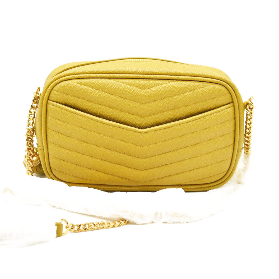 Saint Laurent  Grain De Poudre Matelasse Monogram Mini Lou Camera Bag Sunflower