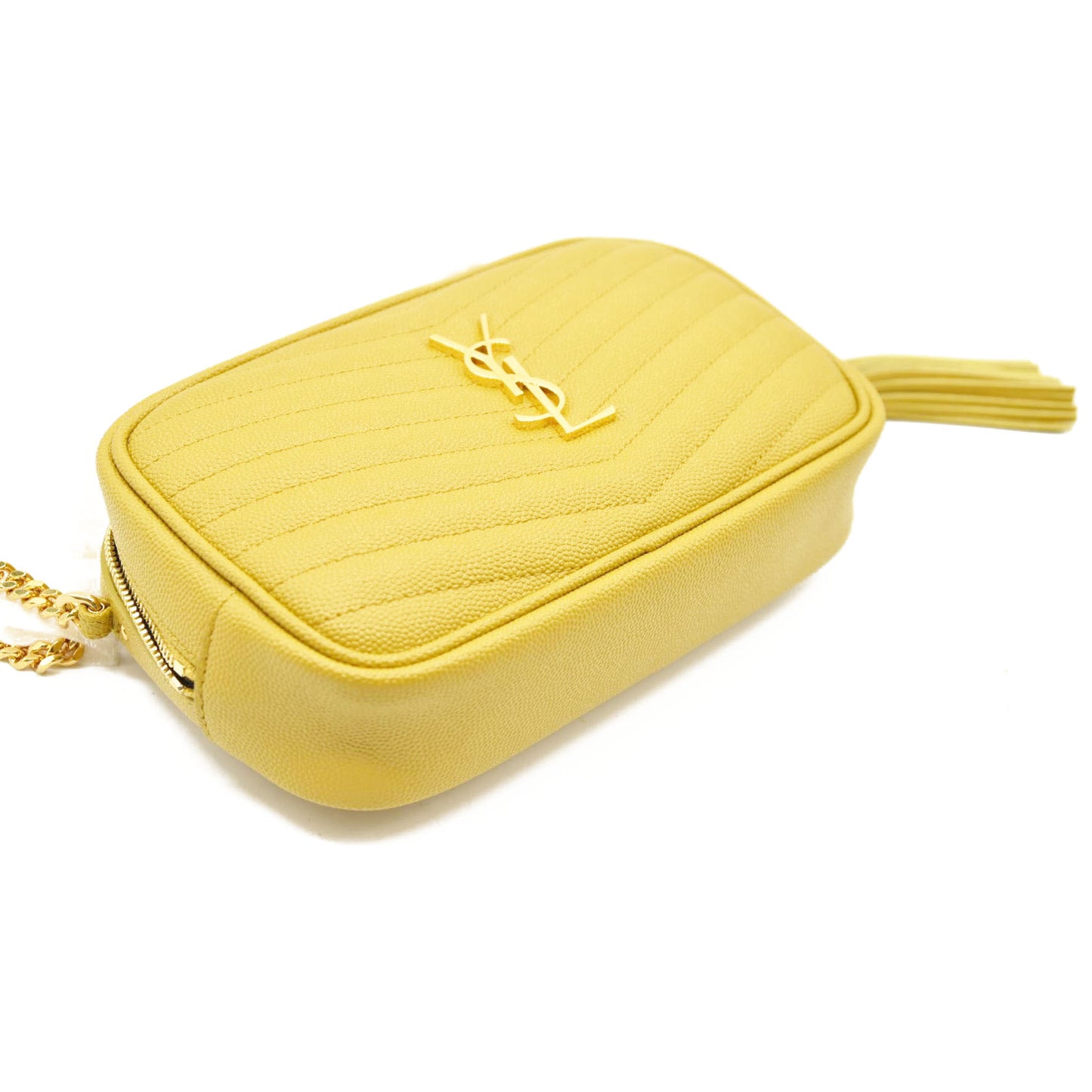 Saint Laurent  Grain De Poudre Matelasse Monogram Mini Lou Camera Bag Sunflower