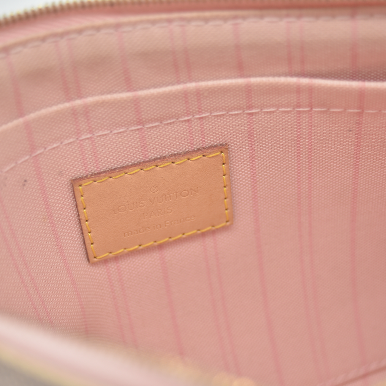 $600 2019 Louis Vuitton Damier Azur Neverfull MM GM Pochette Rose Ballerine MS0179