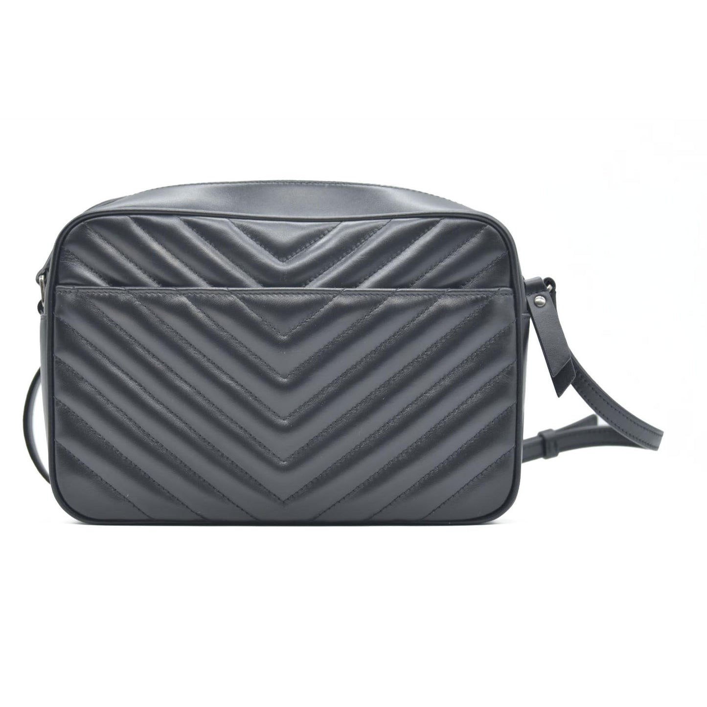 SAINT LAURENT Calfskin Matelasse Monogram Lou Camera Bag Black