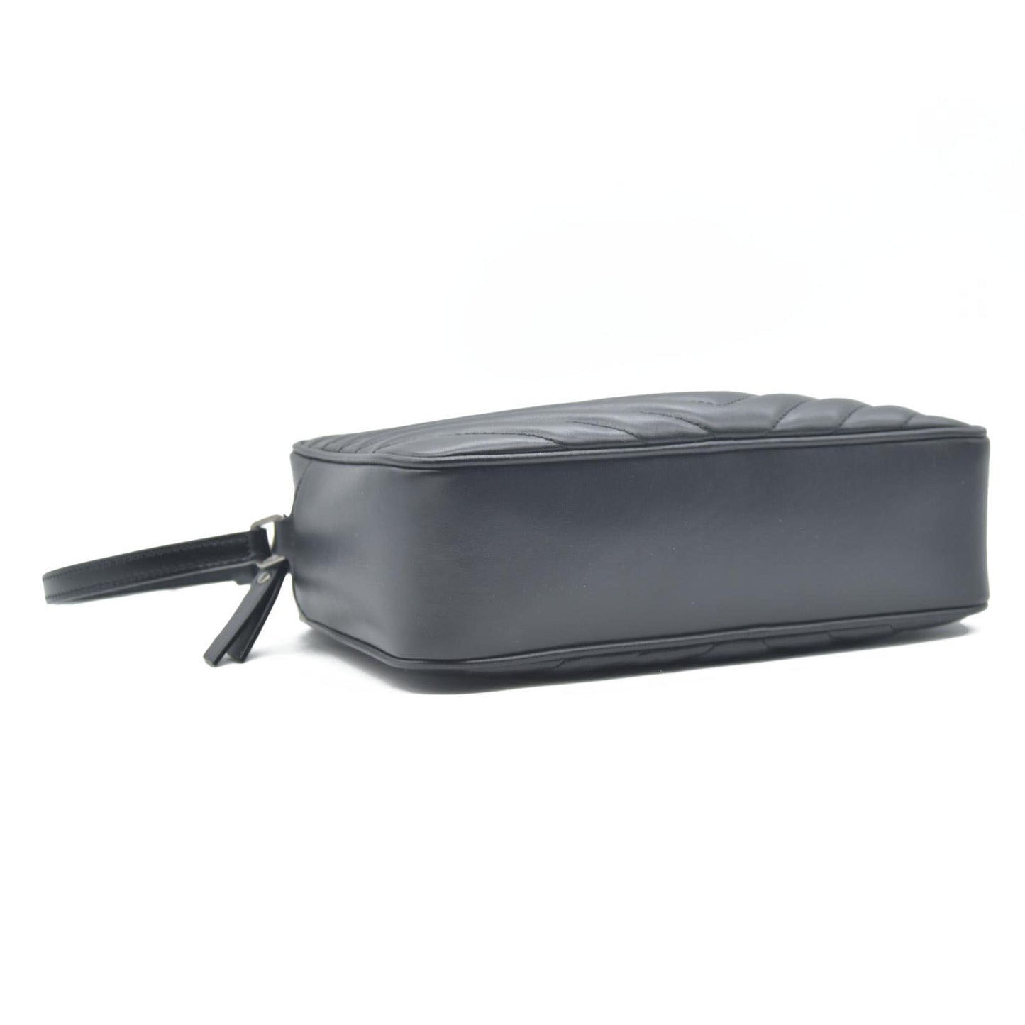 SAINT LAURENT Calfskin Matelasse Monogram Lou Camera Bag Black