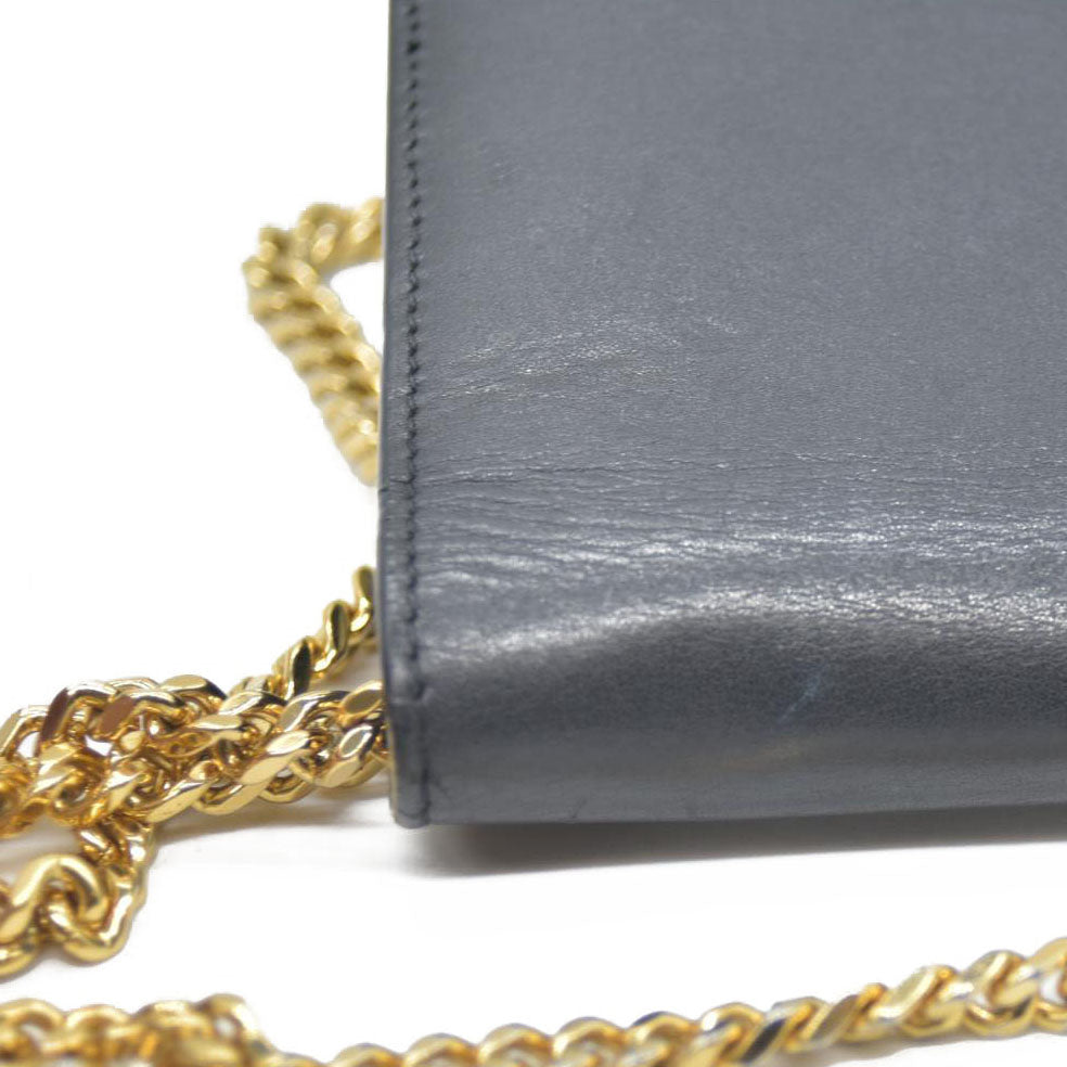 AUCTION $2400 Saint Laurent  Grain De Poudre Medium Classic Monogram Kate Tassel Satchel Black