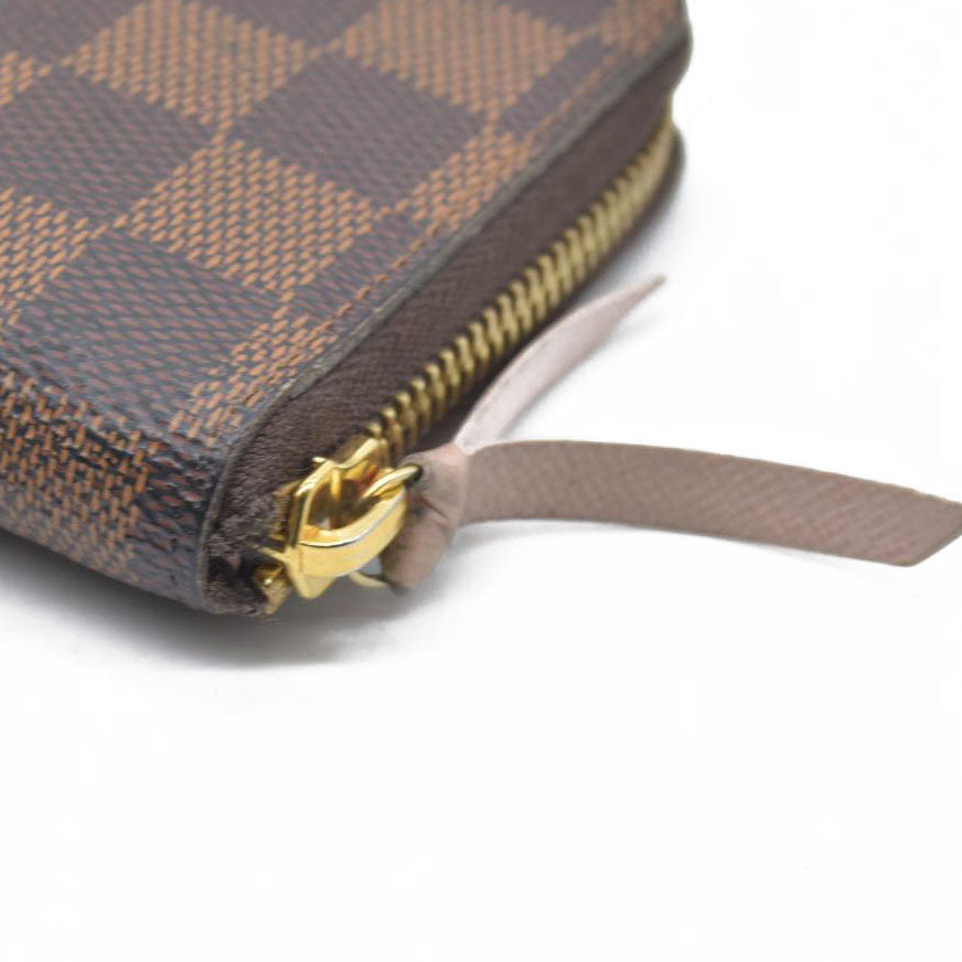 $630 LOUIS VUITTON Damier Ebene Portefeuille Clemence Zippy Wallet GI2116