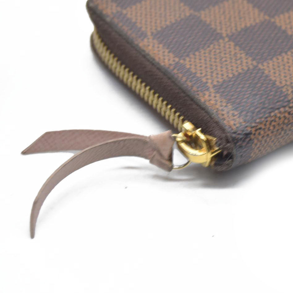 $630 LOUIS VUITTON Damier Ebene Portefeuille Clemence Zippy Wallet GI2116
