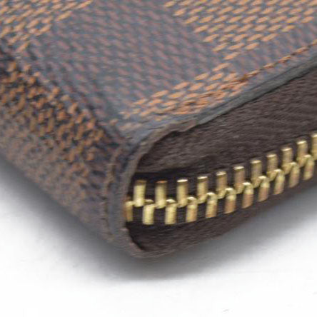 $630 LOUIS VUITTON Damier Ebene Portefeuille Clemence Zippy Wallet GI2116
