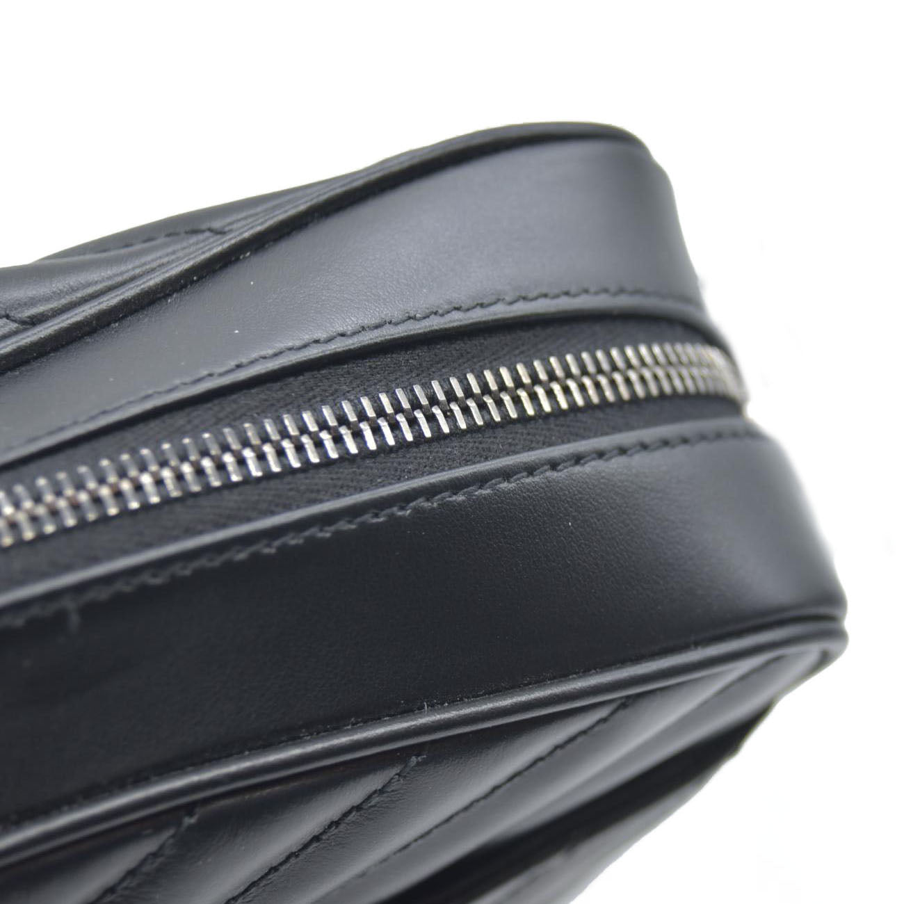SAINT LAURENT Calfskin Matelasse Monogram Lou Camera Bag Black