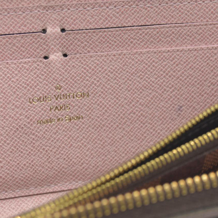 $630 LOUIS VUITTON Damier Ebene Portefeuille Clemence Zippy Wallet GI2116