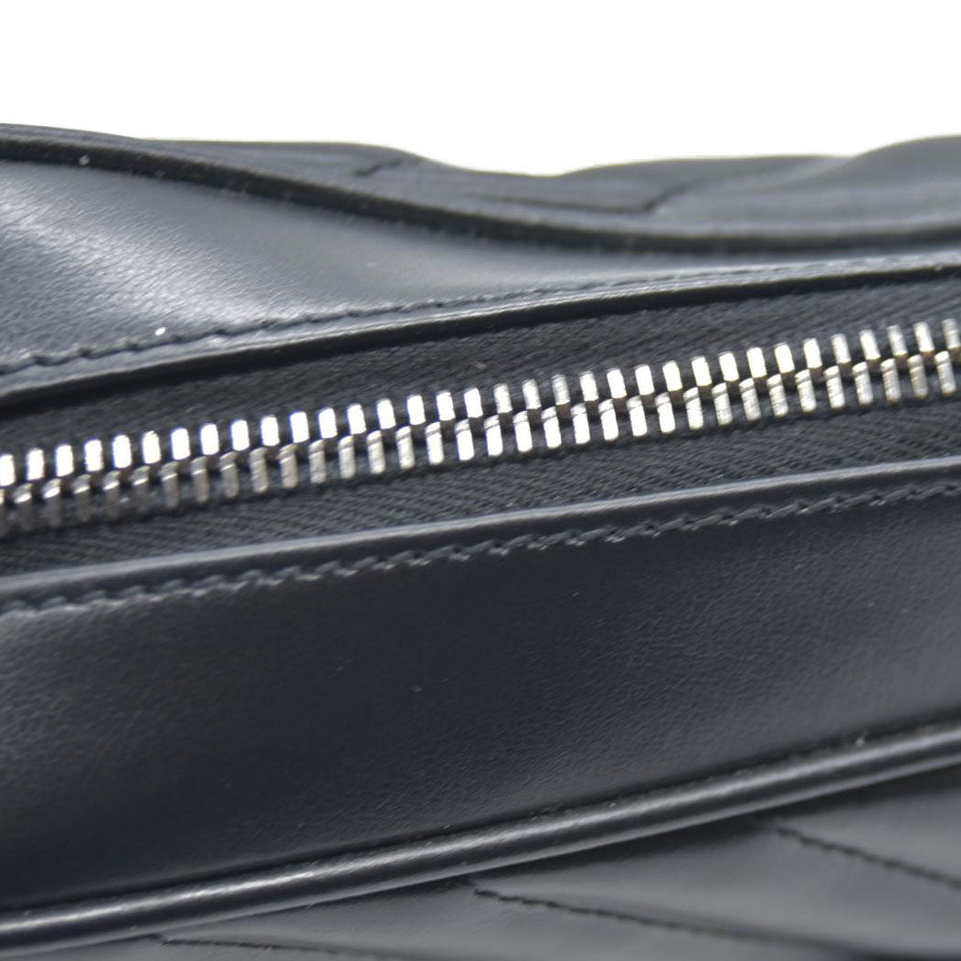 SAINT LAURENT Calfskin Matelasse Monogram Lou Camera Bag Black