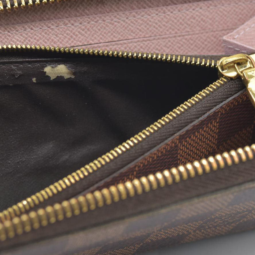 $630 LOUIS VUITTON Damier Ebene Portefeuille Clemence Zippy Wallet GI2116