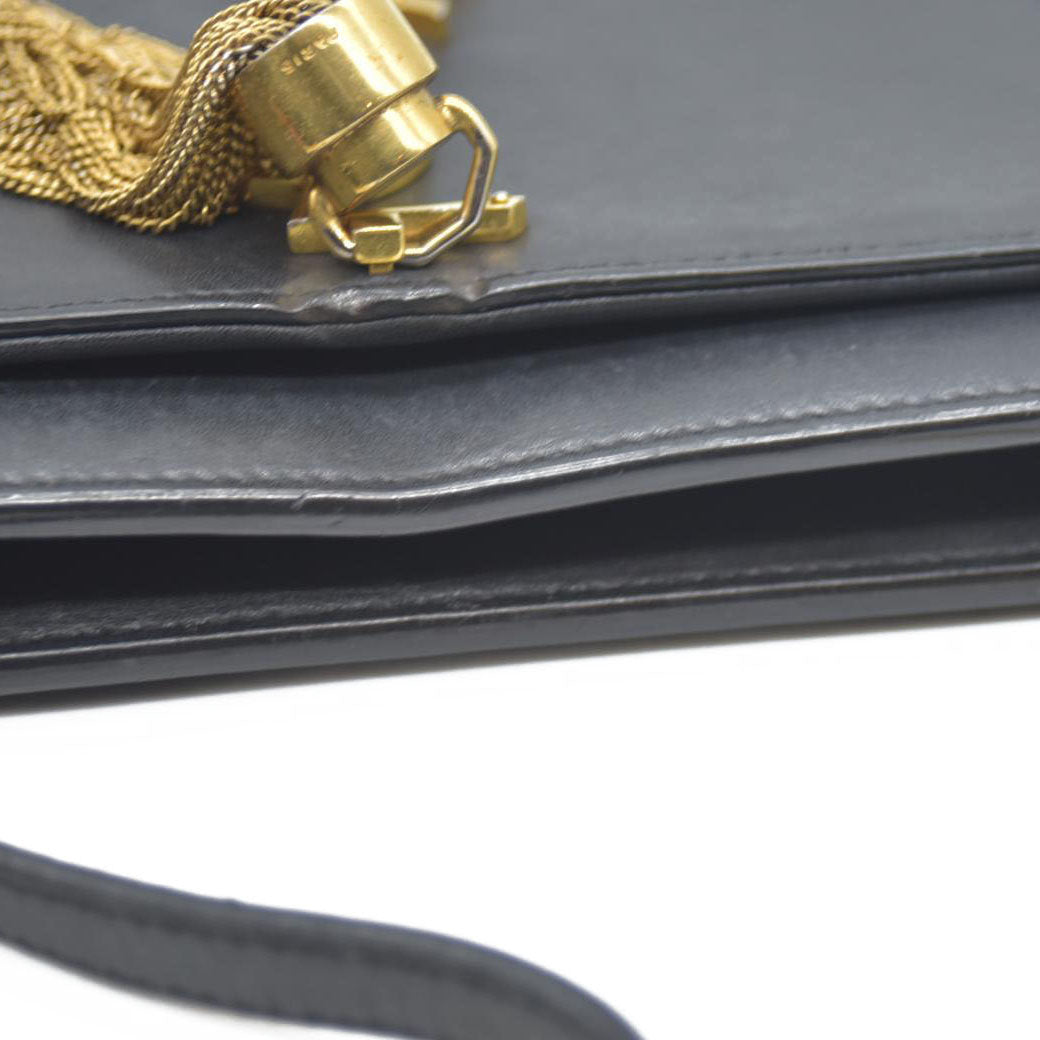 AUCTION $2400 Saint Laurent  Grain De Poudre Medium Classic Monogram Kate Tassel Satchel Black