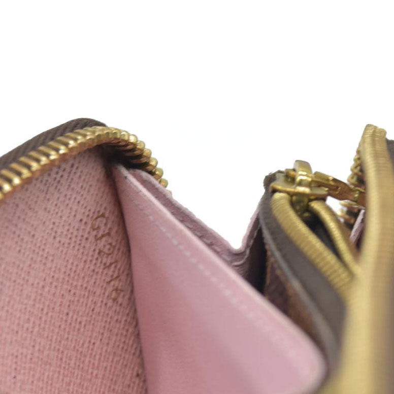 $630 LOUIS VUITTON Damier Ebene Portefeuille Clemence Zippy Wallet GI2116