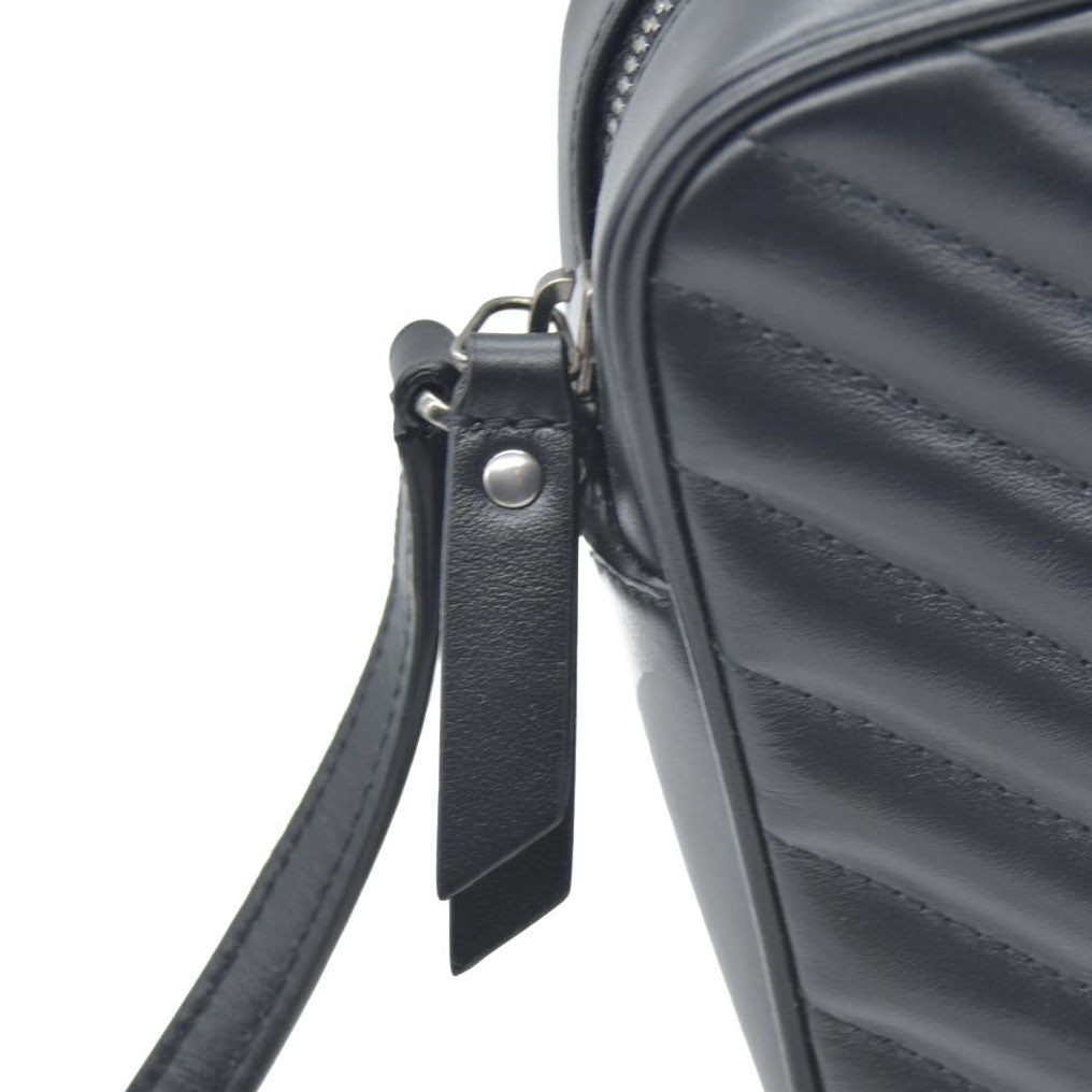 SAINT LAURENT Calfskin Matelasse Monogram Lou Camera Bag Black