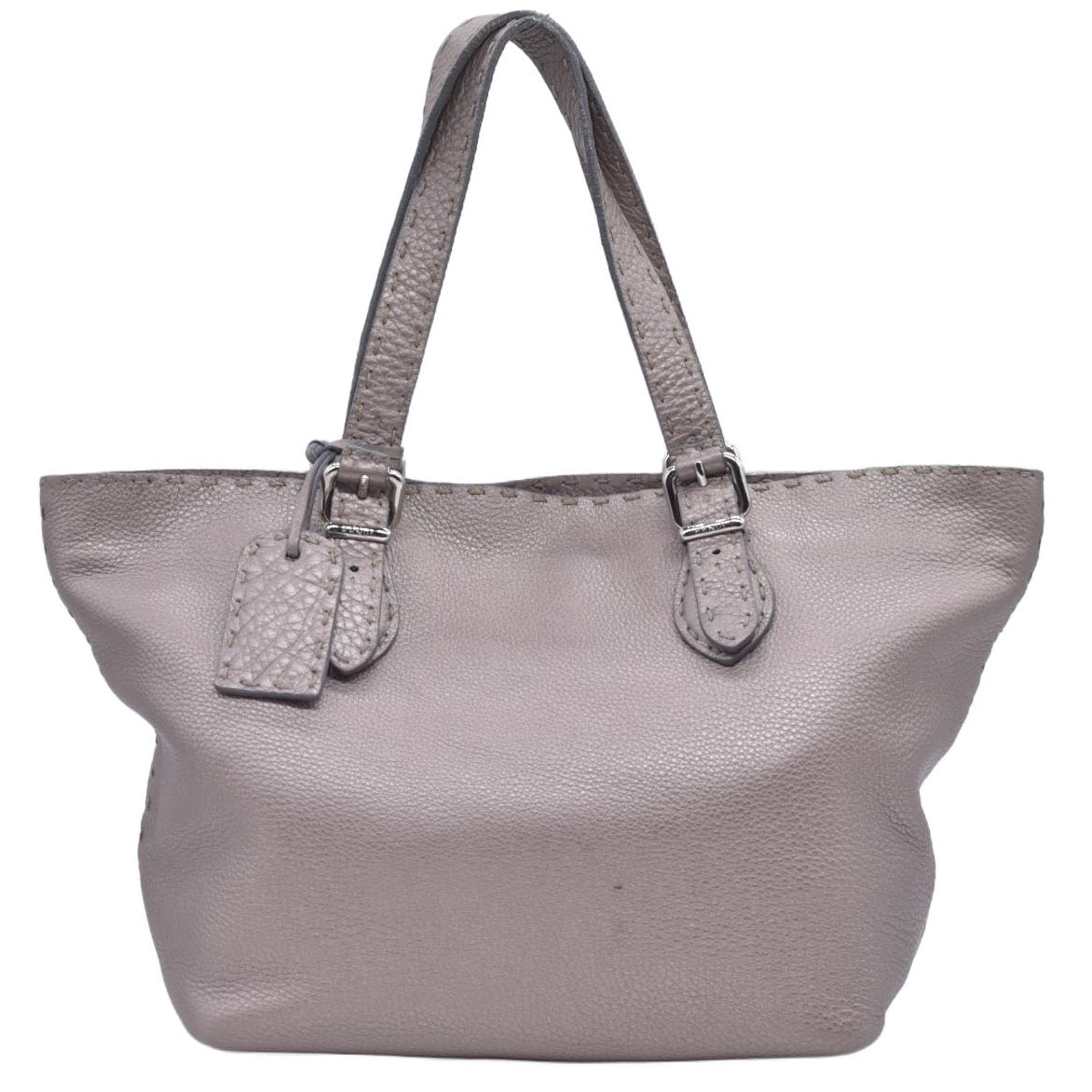 $1600 FENDI Selleria Leather Tote Bag Silver 10021019