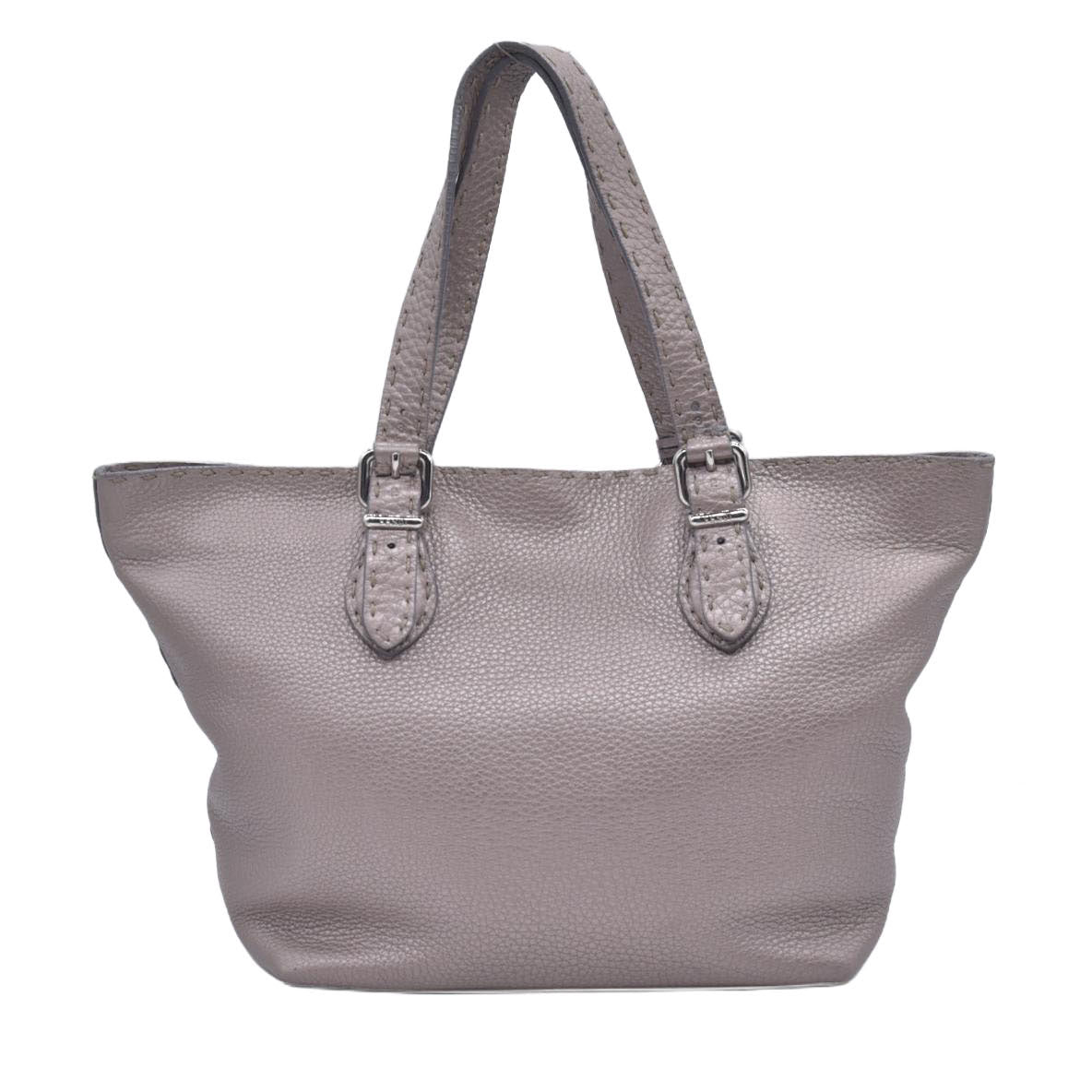 $1600 FENDI Selleria Leather Tote Bag Silver 10021019