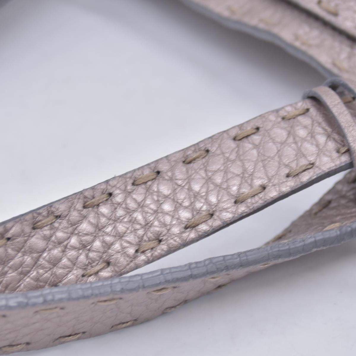 $1600 FENDI Selleria Leather Tote Bag Silver 10021019