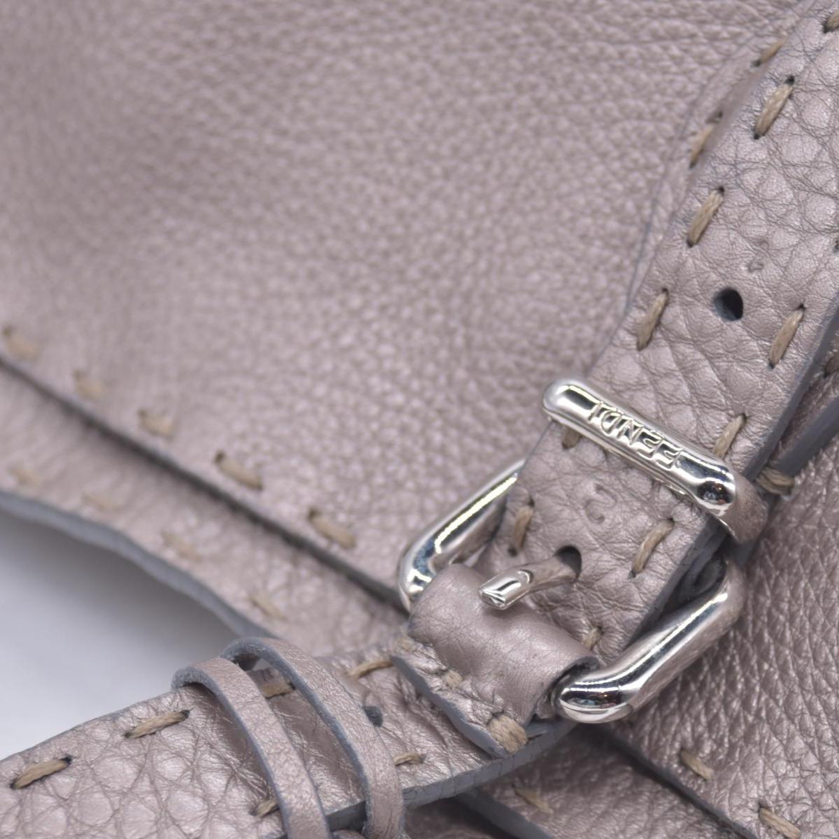 $1600 FENDI Selleria Leather Tote Bag Silver 10021019