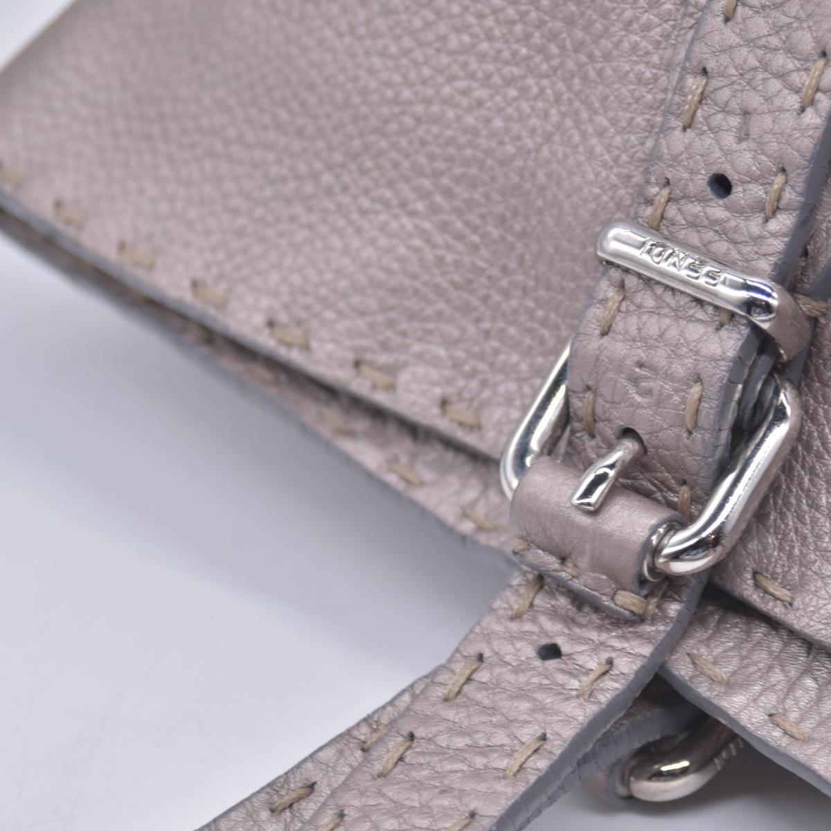 $1600 FENDI Selleria Leather Tote Bag Silver 10021019