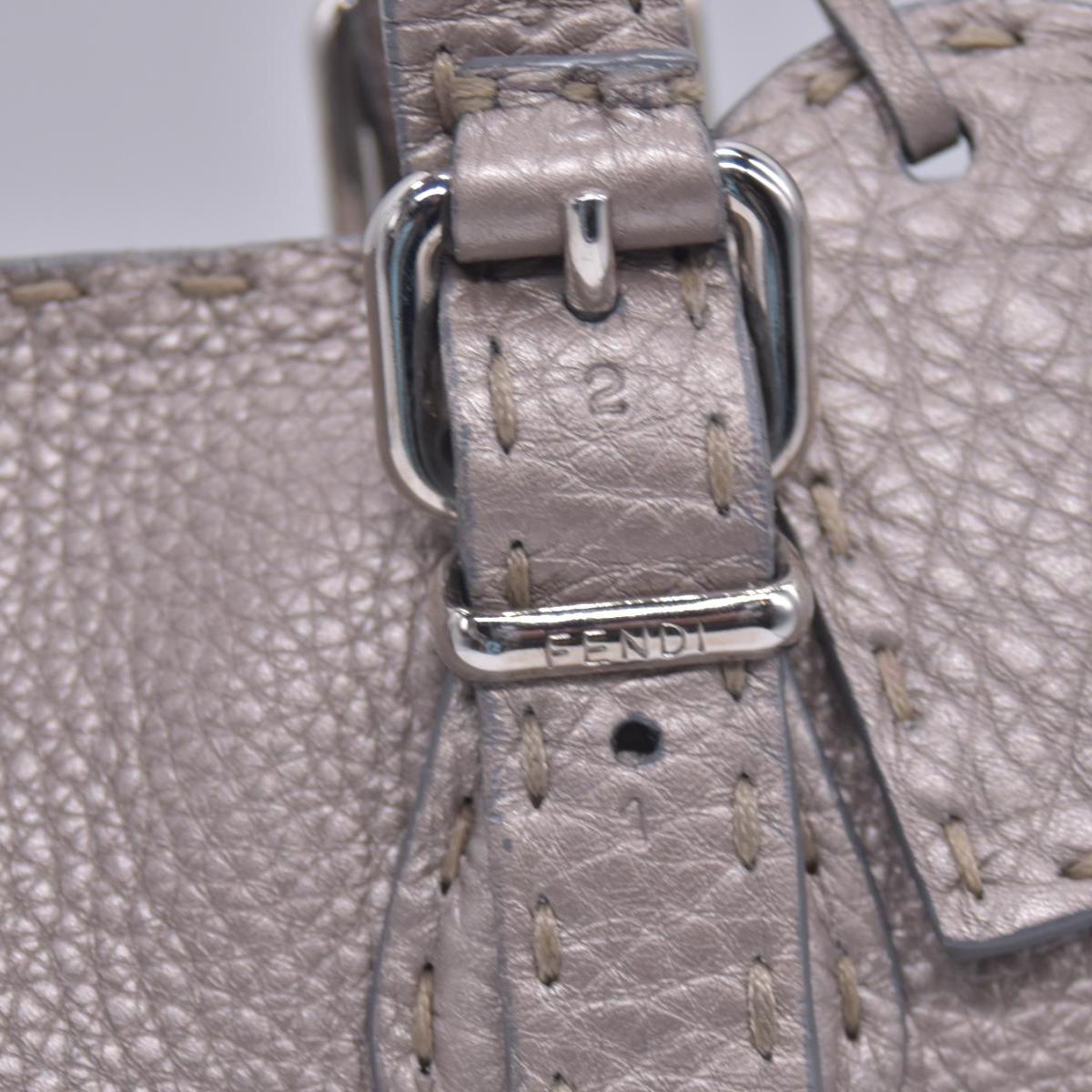 $1600 FENDI Selleria Leather Tote Bag Silver 10021019