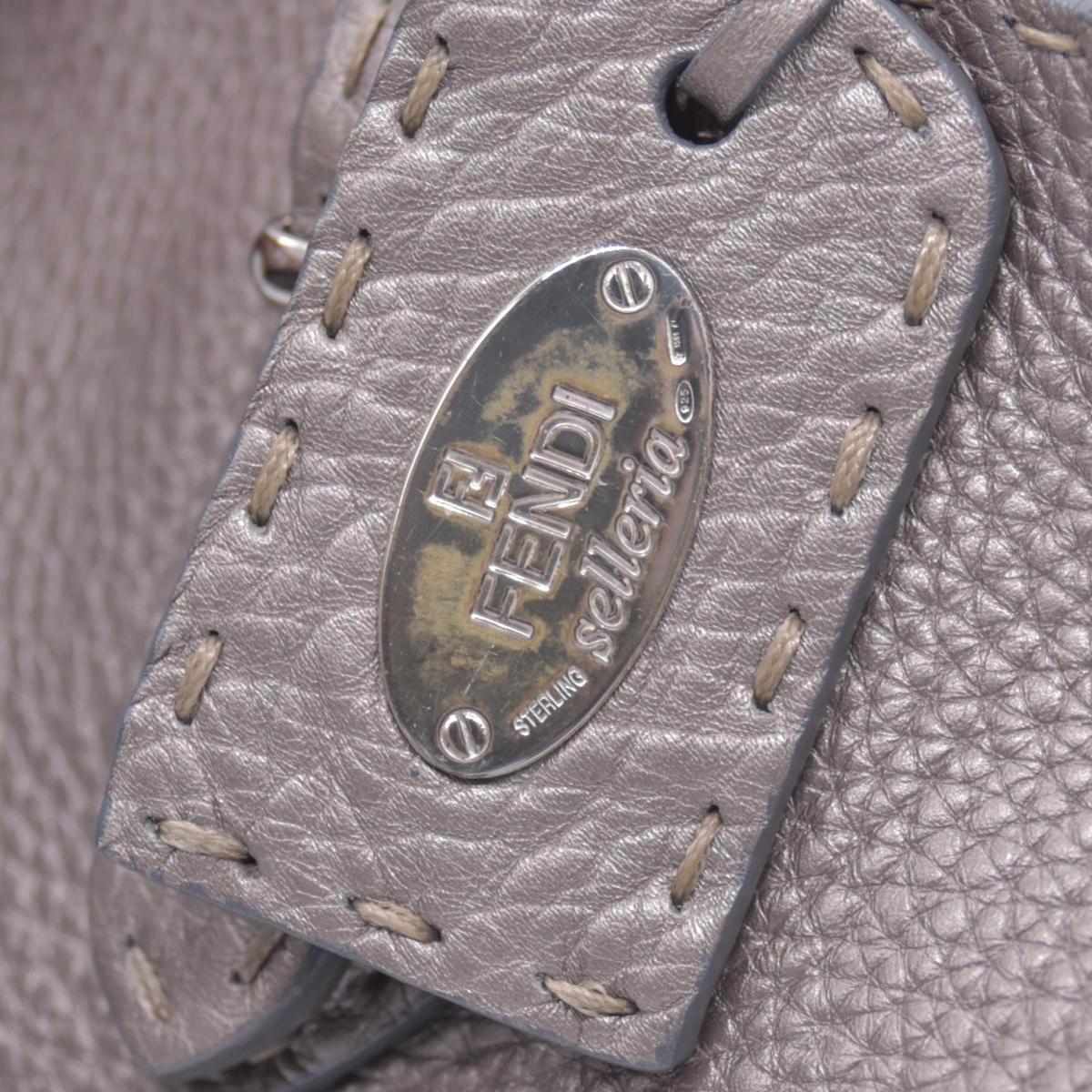 $1600 FENDI Selleria Leather Tote Bag Silver 10021019