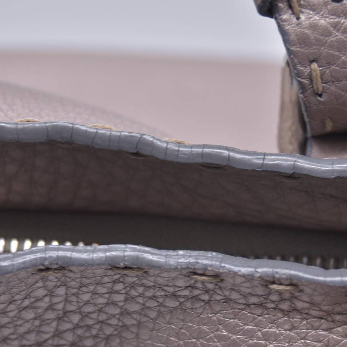 $1600 FENDI Selleria Leather Tote Bag Silver 10021019