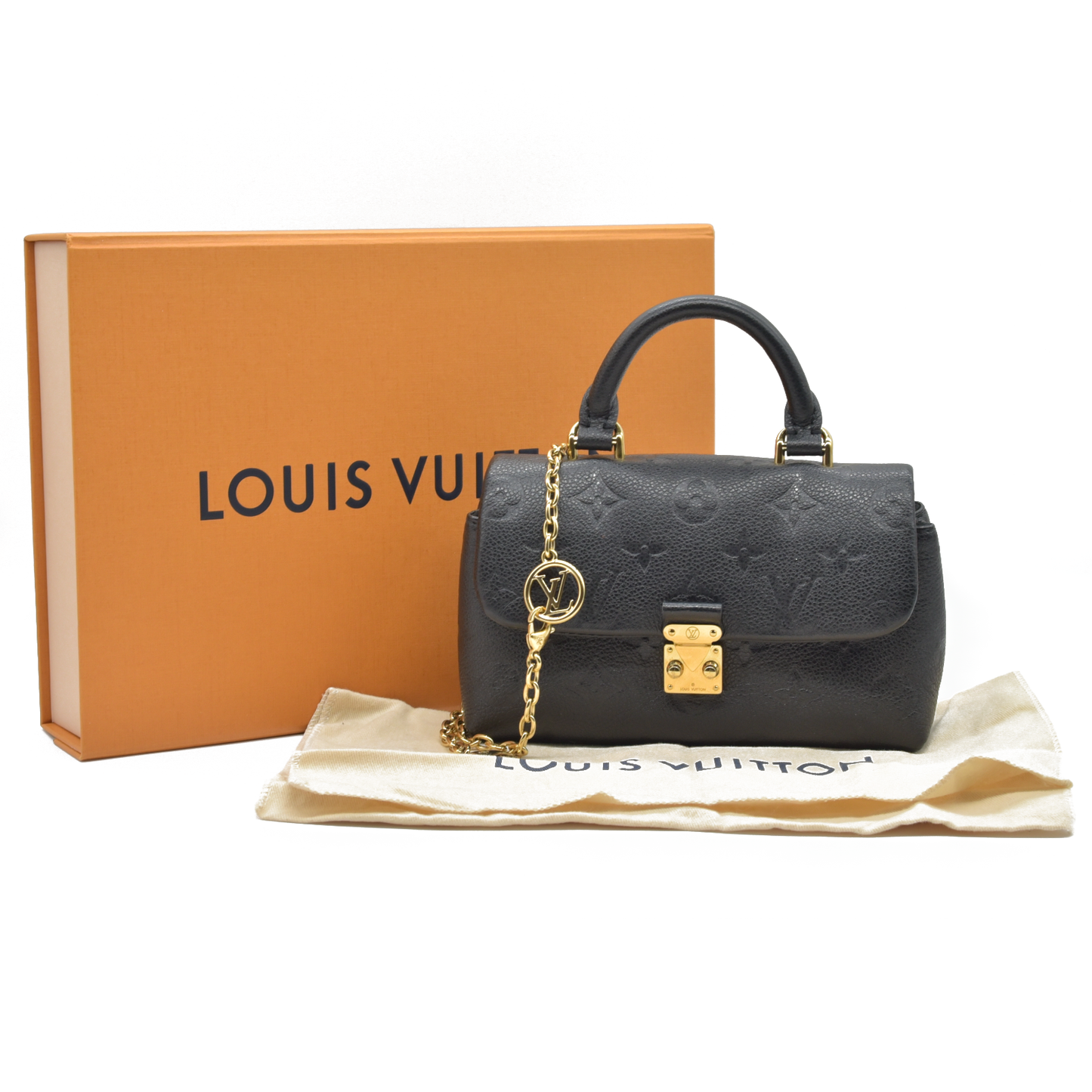 $2230 Louis Vuitton Empreinte Monogram Nano Madeleine Black